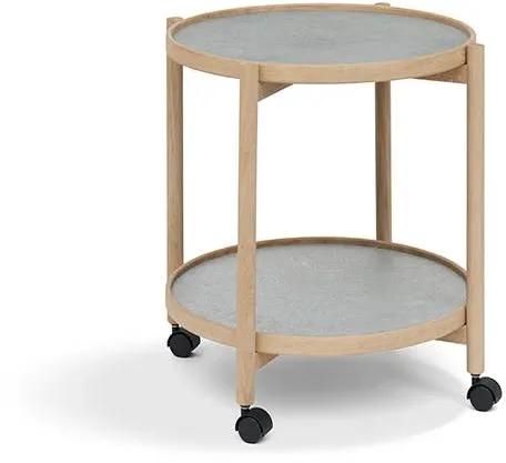Thomsen Furniture James Serviertisch - Eiche/Steinimitation dunkelgrau/Granitgrauer Stein Ø50 cm