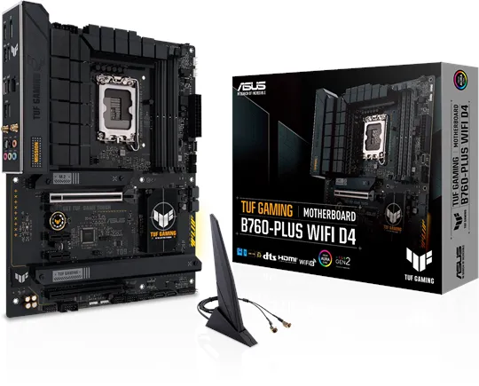 ASUS TUF GAMING B760-PLUS WIFI D4 Mainboard - Intel B760 - Intel LGA1700 Socket - DDR4 RAM - ATX