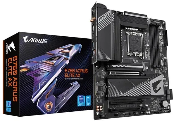 GIGABYTE B760 AORUS ELITE AX Mainboard - Intel B760 - Intel LGA1700 Socket - DDR5 RAM - ATX