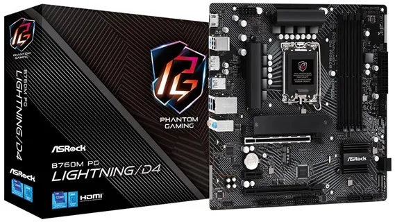 ASRock B760M PG LIGHTNING/D4 Mainboard - Intel B760 - Intel LGA1700 Socket - DDR4 RAM - Micro-ATX