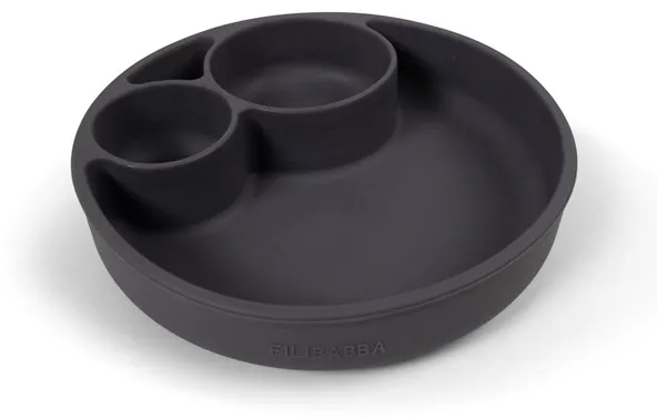 Filibabba Silikon-Teller mit Unterteilungen - Stone Grey