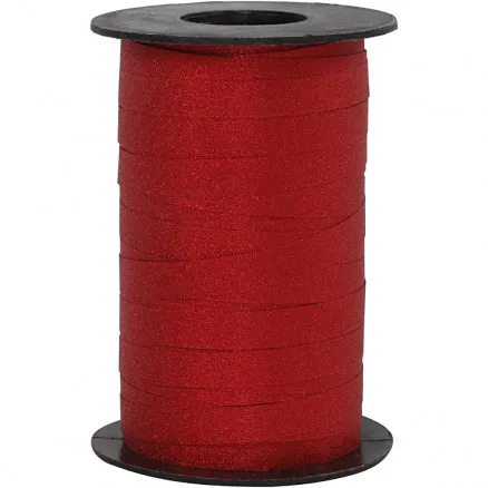 Geschenkband, rot, B: 10 mm, Glitzer, 100 m/ 1 Rolle.