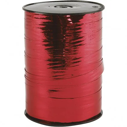 Geschenkband, metallrot, B: 10 mm, glänzend, 250 m/ 1 Rolle.