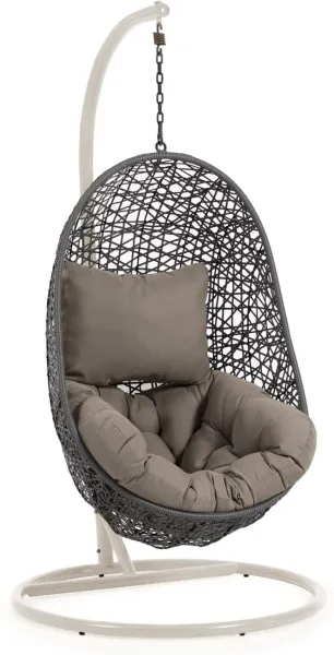 Florina, Hängesessel für den Aussenbereich, grau/weiss, Rattan