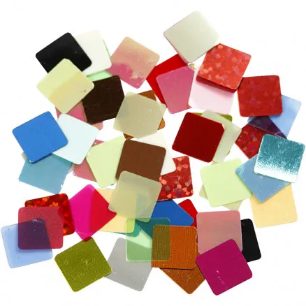 Paillettenmosaik, sortierte Farben, Grösse 10x10 mm, 250 g/ 1 Stk.