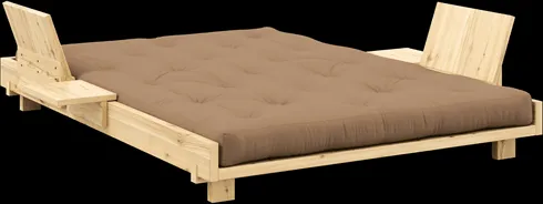 Karup Design Social Schlafsofa mit 2 Rückenlehnen, Beistelltisch & Matratze 140x200 Mocca/Klarlackiert