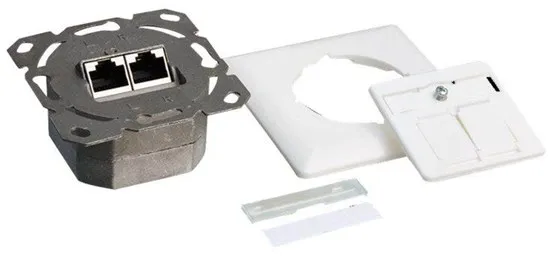 LogiLink Cat.6A Wandsteckdose 2 x RJ45 geschirmt Signalweiss