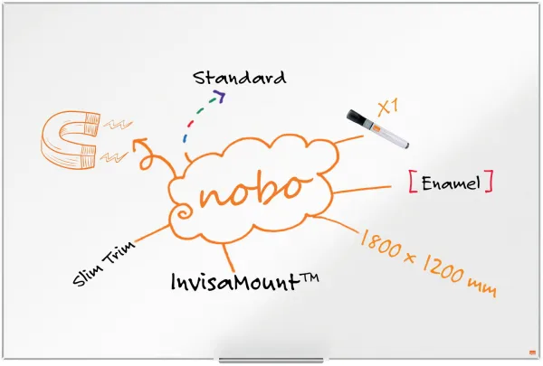 Nobo Impression Pro emailliertes Whiteboard 180x120cm weiss